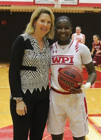 Ama Biney and WPI Head Women's Basketball Coach, Cherise Galasso